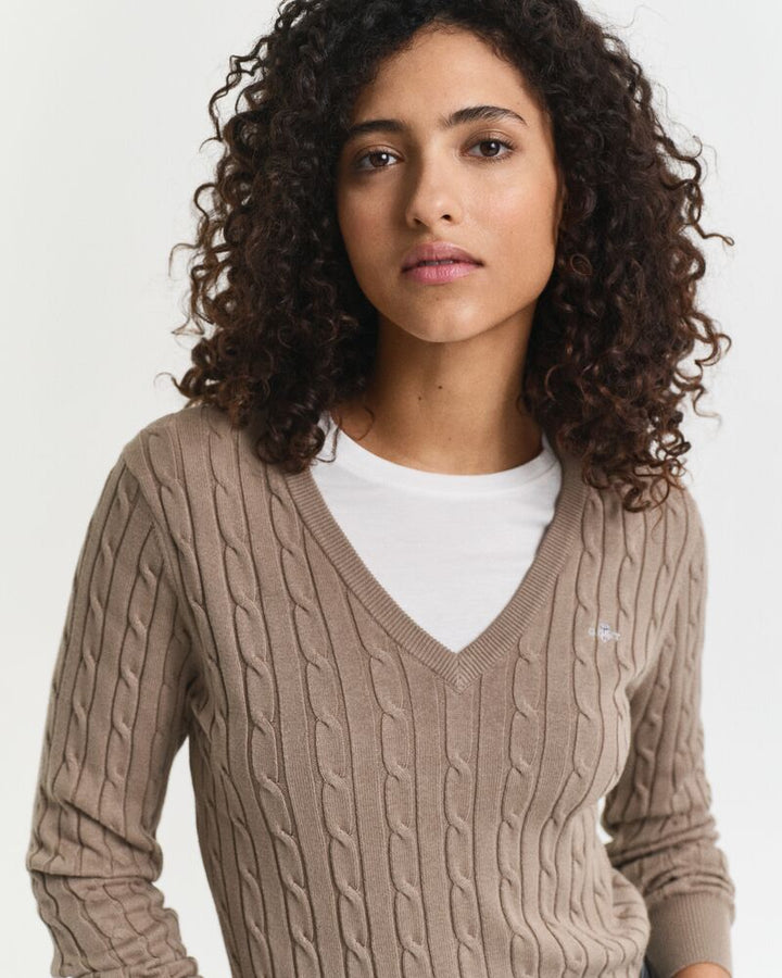 GANT Stretch Cotton Cable V-Neck/Pulover 4800101