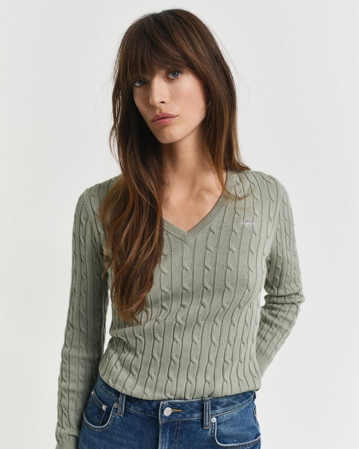 GANT Stretch Cotton Cable V-Neck/Pulover 4800101