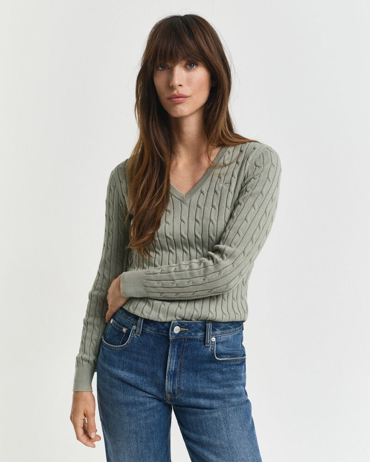 GANT Stretch Cotton Cable V-Neck/Pulover 4800101