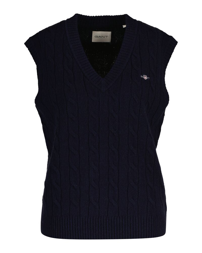 GANT Lambswool Cable V-Neck Vest/Pulover 4805429