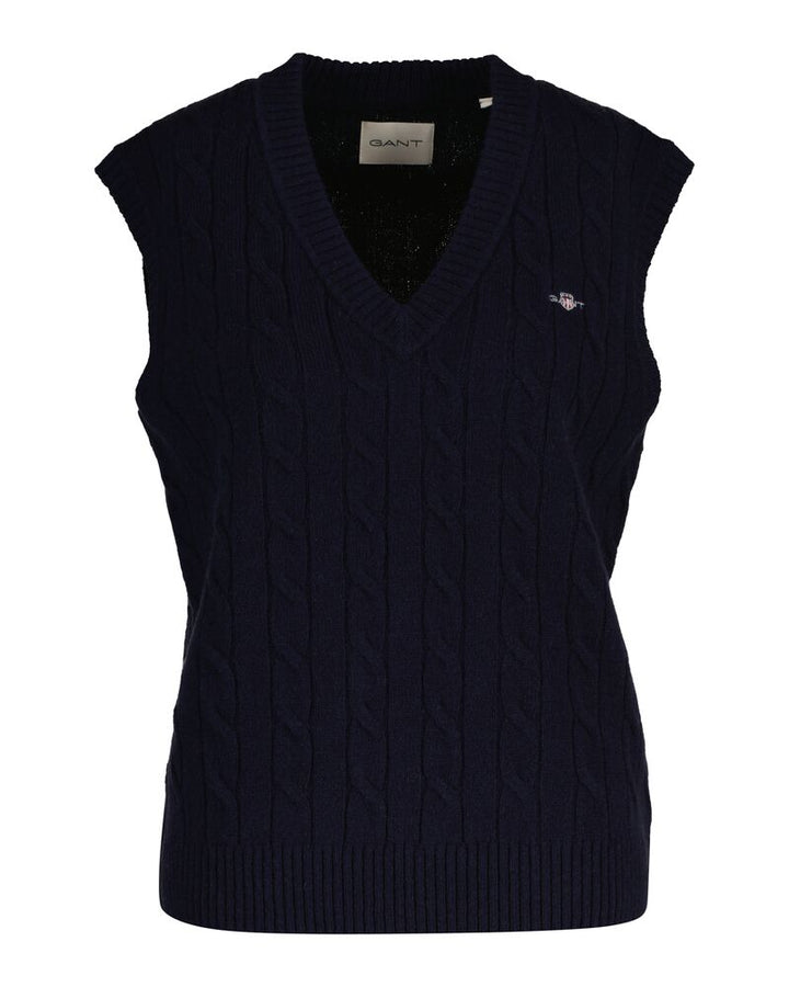 GANT Lambswool Cable V-Neck Vest/Pulover 4805429