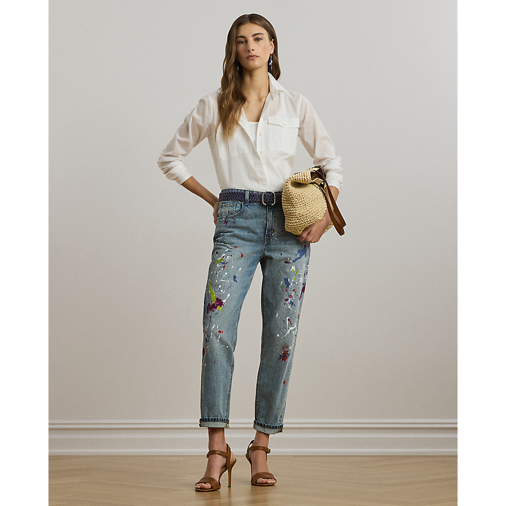 LRL Print Boyfriend Tapered Ankle Jean/Traperice 200971257001