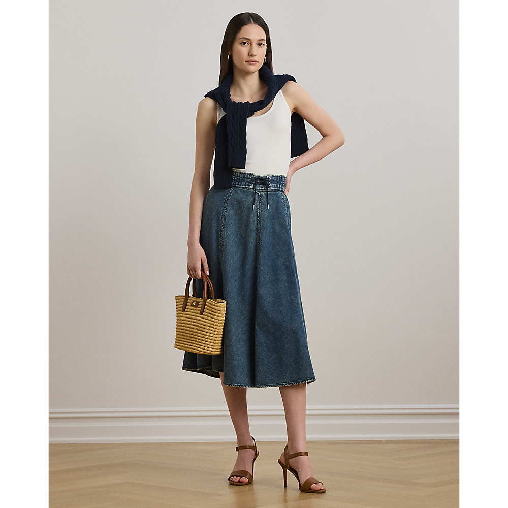 LRL Denim Drawcord Midi Skirt/Suknja 200971265001