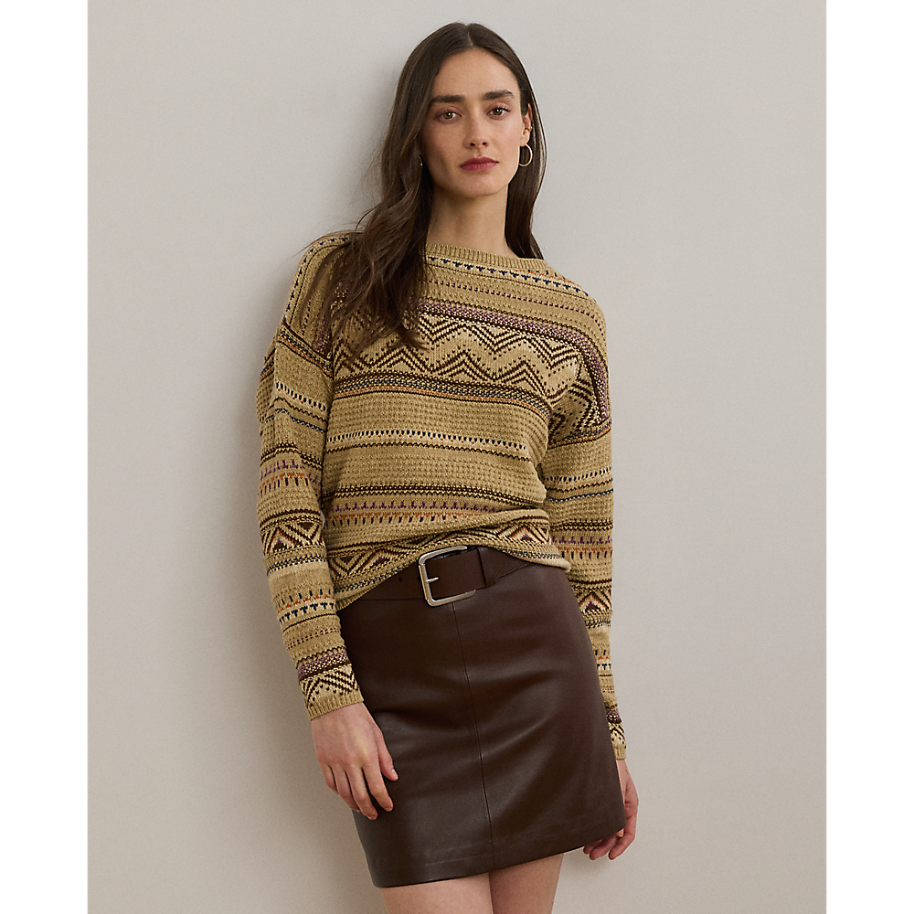 LRL Geo-Striped Cotton-Linen Jumper/Pulover 200971322001