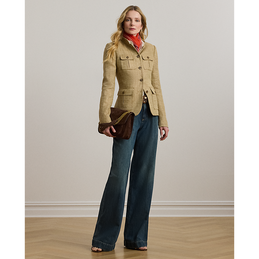LRL High-Rise Pleated Wide-Leg Jean/Traperice 200971369001