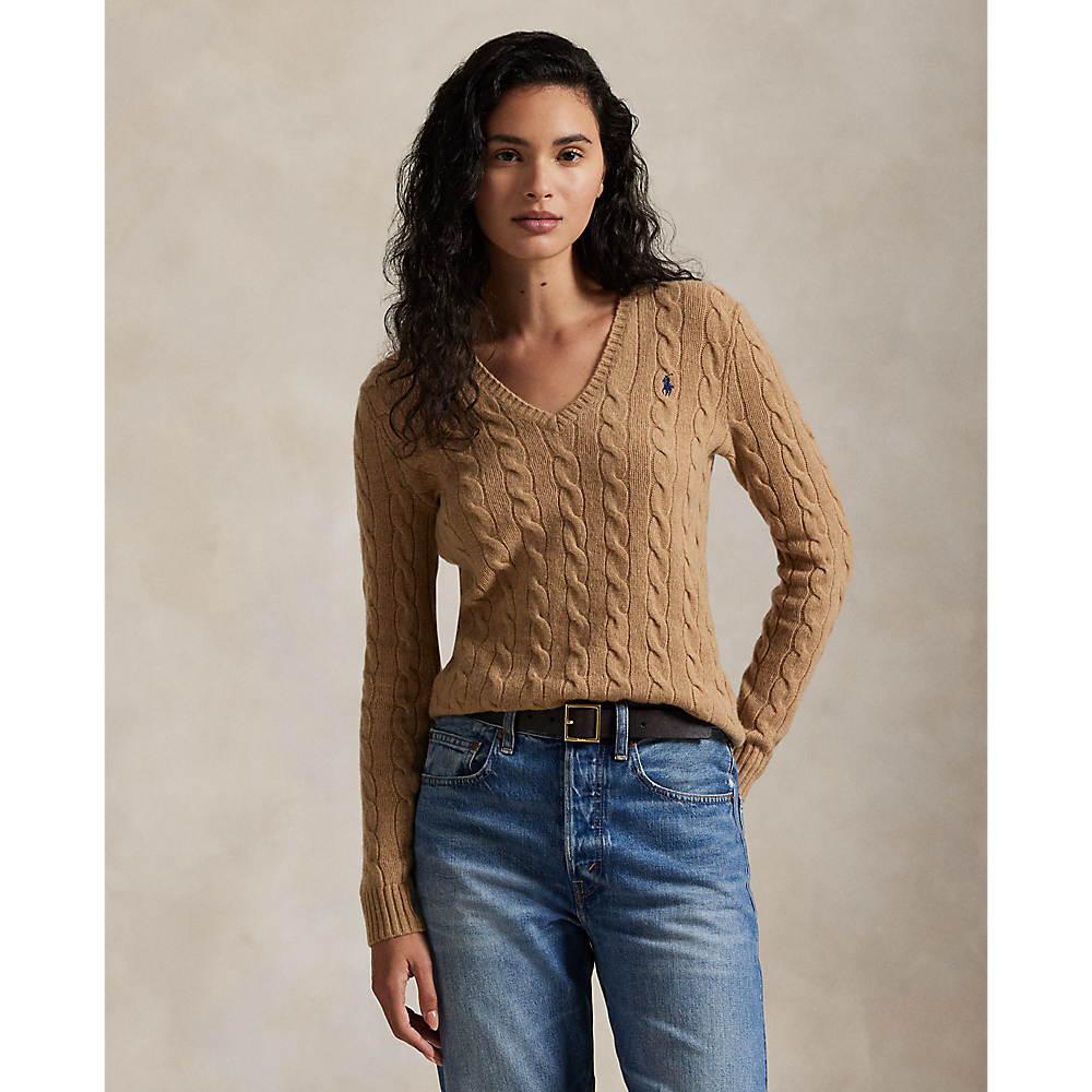 PRL Cable-Knit Wool-Cashmere V-Neck Jumper /Pulover 211971866002
