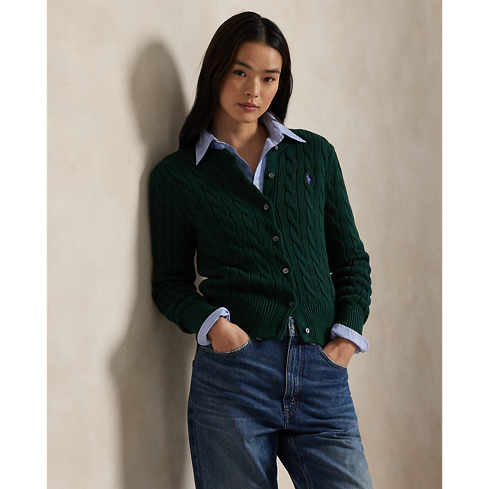 PRL Cable-Knit Cotton Crewneck Cardigan /Pulover211971868017