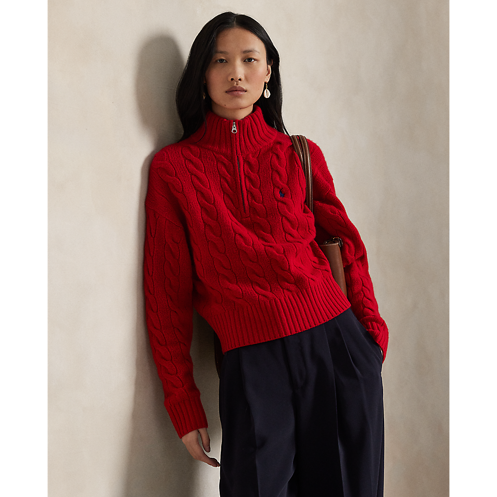 PRL Cable Wool-Cashmere Half-Zip Jumper /Pulover 211972130001