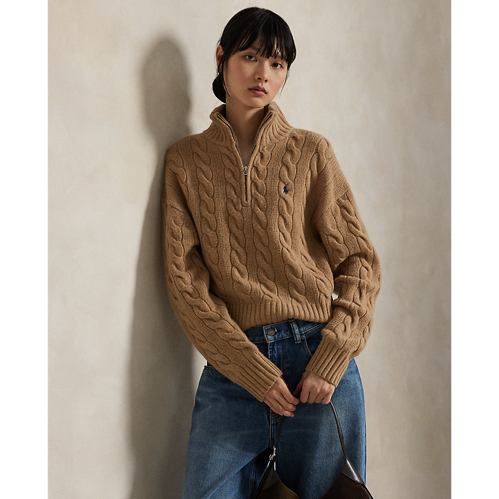 PRL Cable Wool-Cashmere Half-Zip Jumper /Pulover 211972130002