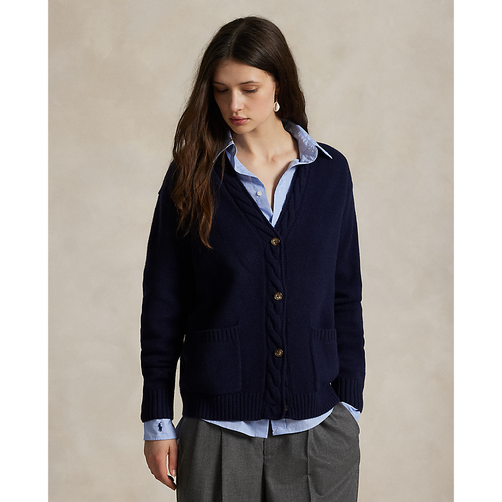 PRL Cable-Trim Wool-Cashmere Cardigan / Pulover 211972133001