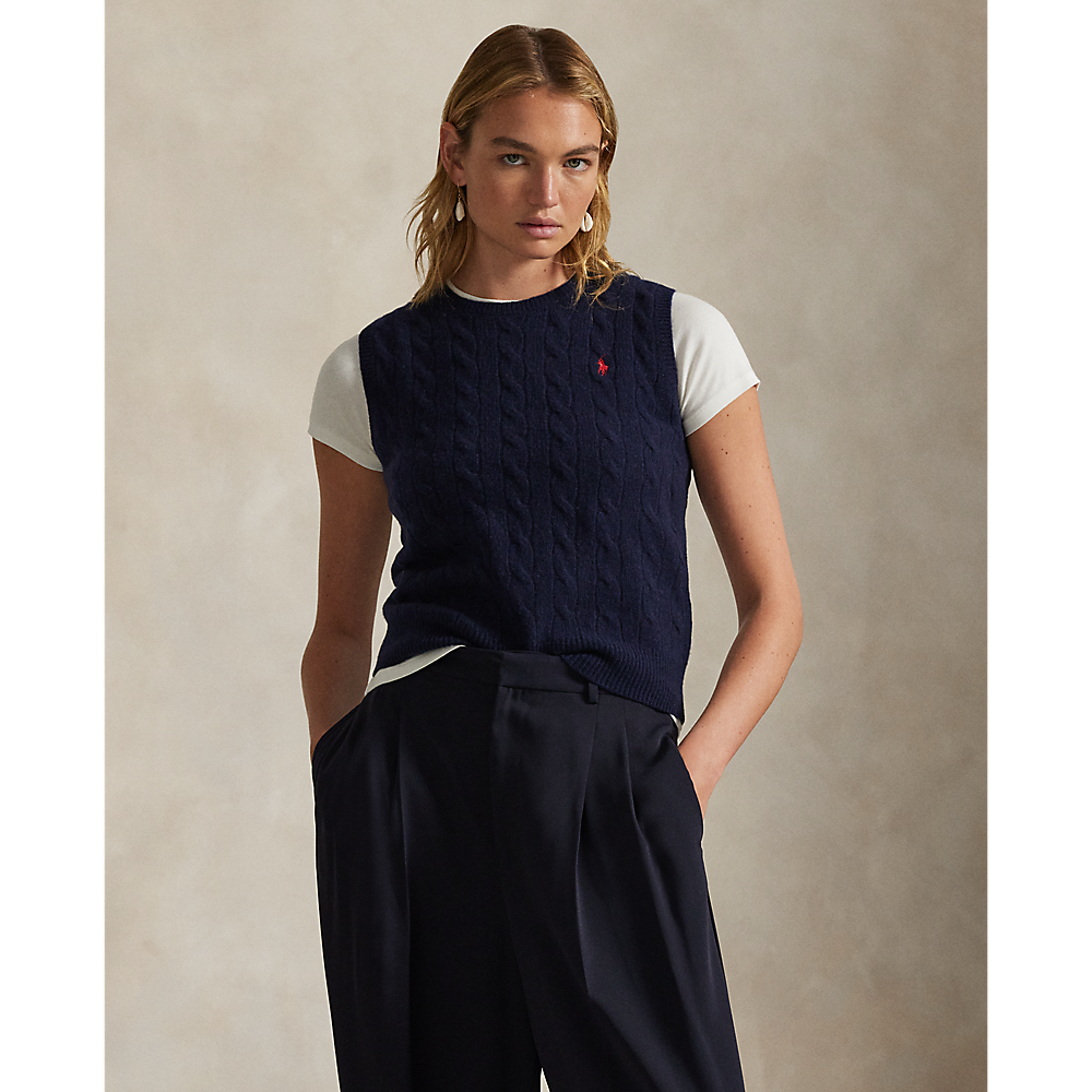 PRL Cable-Knit Wool-Cashmere Sweater Vest/Pulover 211972134001