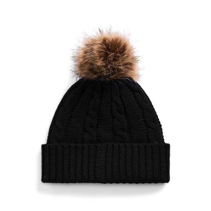 LRL Crest-Patch Pom-Pom Cable-Knit Beanie/Kapa 454P04455003