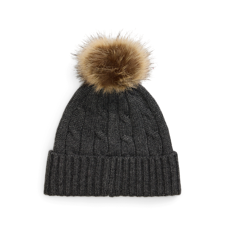LRL Crest-Patch Pom-Pom Cable-Knit Beanie/Kapa 454P04455007