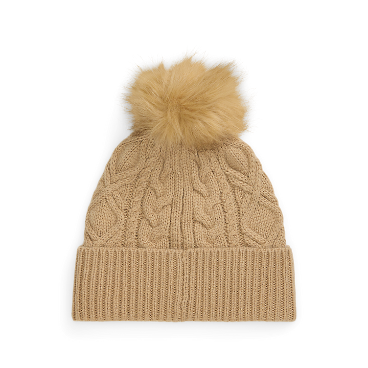 LRL Embroidered Pom-Pom Cable-Knit Beanie/Kapa 454P04466002