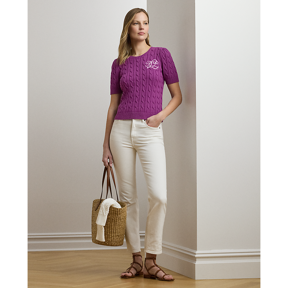 LRL Cable-Knit Cotton Short-Sleeve Jumper/Pulover 200976989002