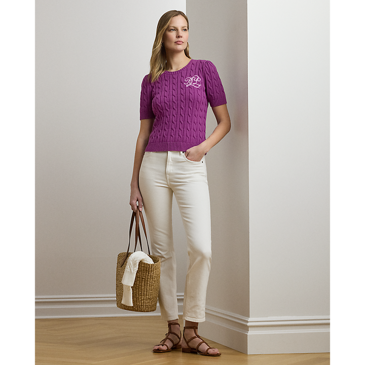 LRL Cable-Knit Cotton Short-Sleeve Jumper/Pulover 200976989002