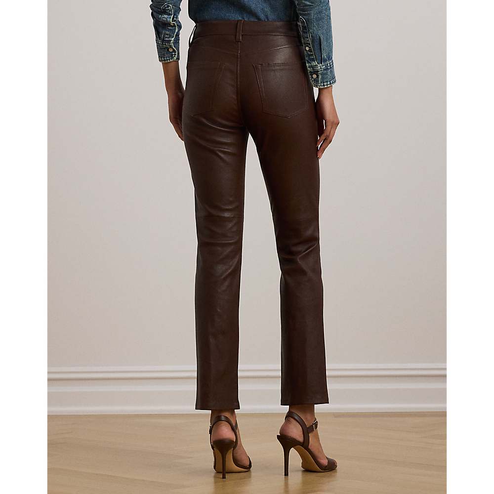 LRL High-Rise Lambskin Straight Ankle Trous/Hlače 200959307002