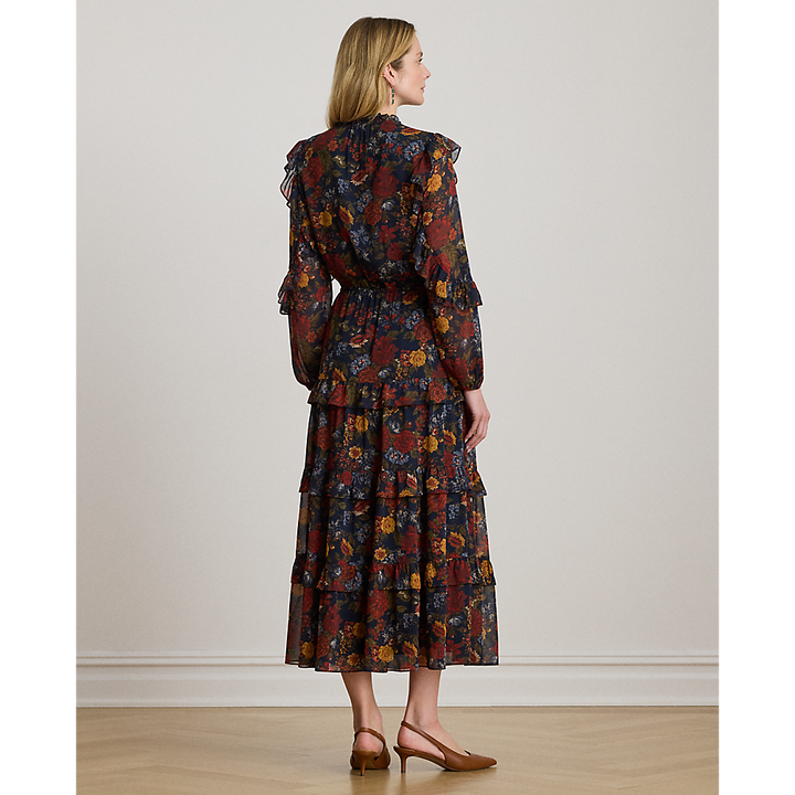 LRL Floral Crinkle Georgette Tiered Dress/Haljina 200979789001
