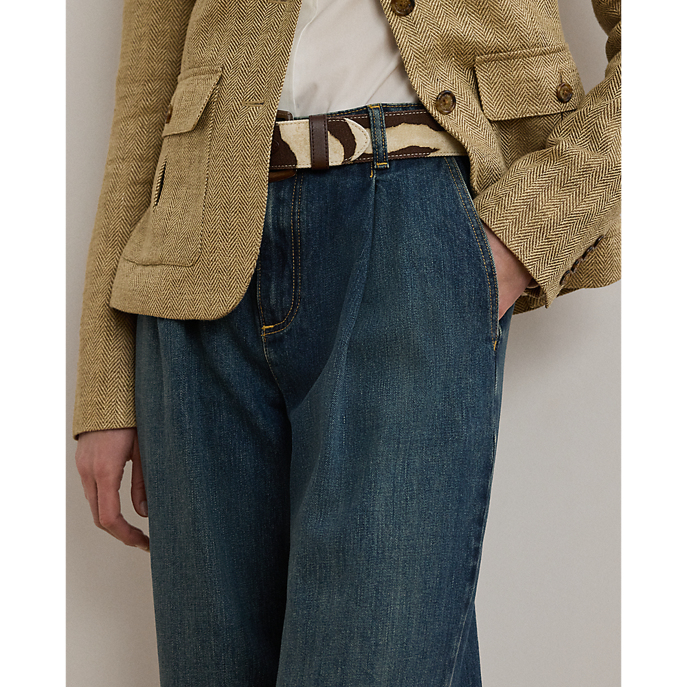 LRL High-Rise Pleated Wide-Leg Jean/Traperice 200971369001