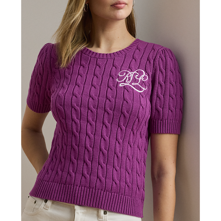 LRL Cable-Knit Cotton Short-Sleeve Jumper/Pulover 200976989002