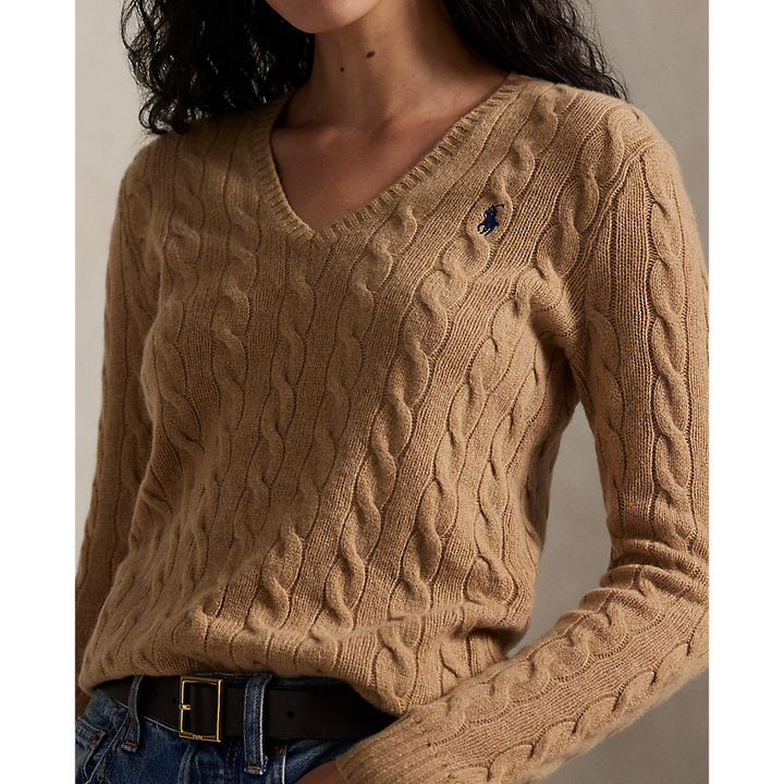 PRL Cable-Knit Wool-Cashmere V-Neck Jumper /Pulover 211971866002