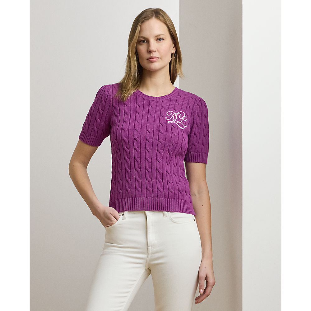 LRL Cable-Knit Cotton Short-Sleeve Jumper/Pulover 200976989002