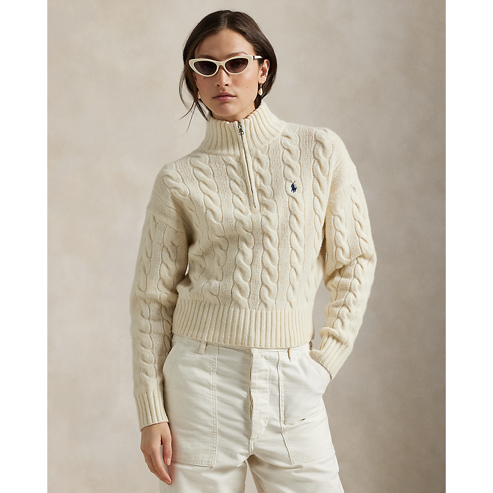 PRL Cable Wool-Cashmere Half-Zip Jumper /Pulover 211972130003