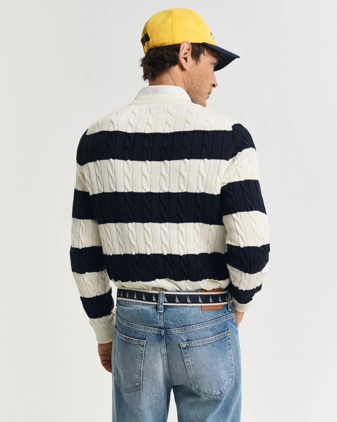 GANT Striped Cotton Cable C-Neck/Pulover 8050605