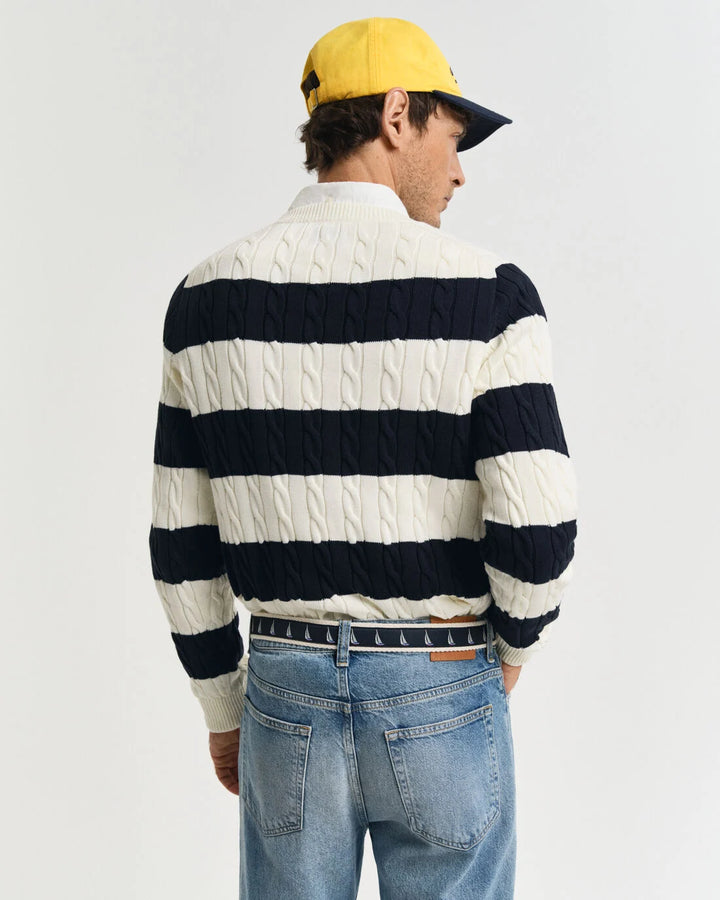 GANT Striped Cotton Cable C-Neck/Pulover 8050605