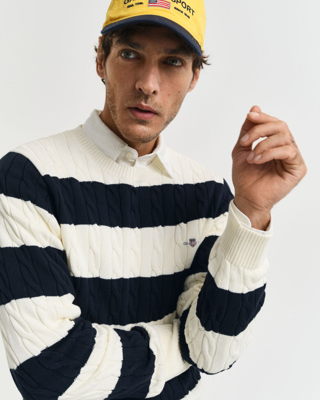 GANT Striped Cotton Cable C-Neck/Pulover 8050605