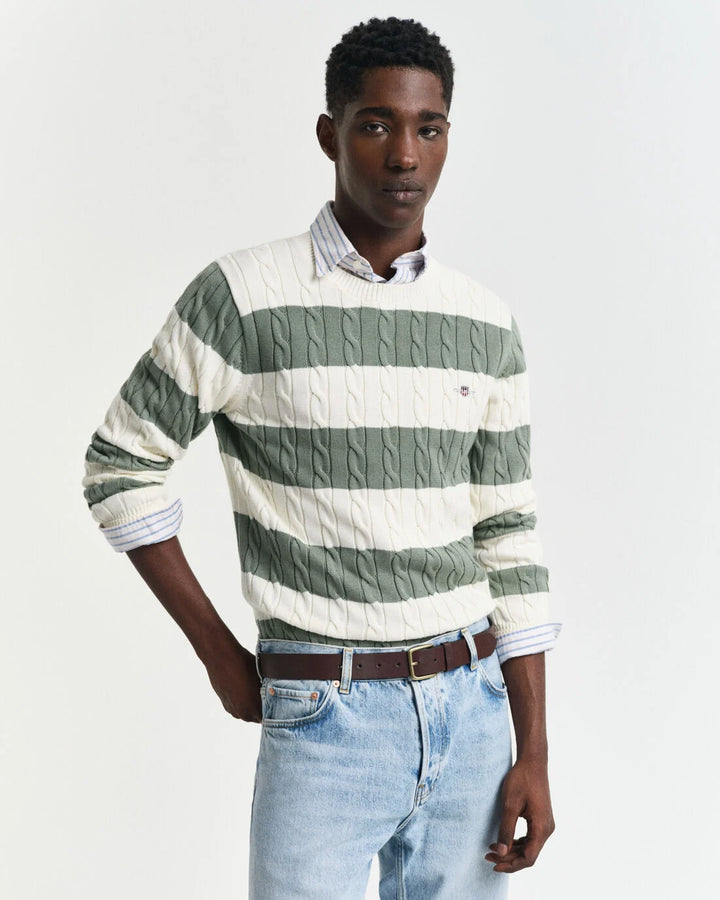GANT Striped Cotton Cable C-Neck/Pulover 8050605