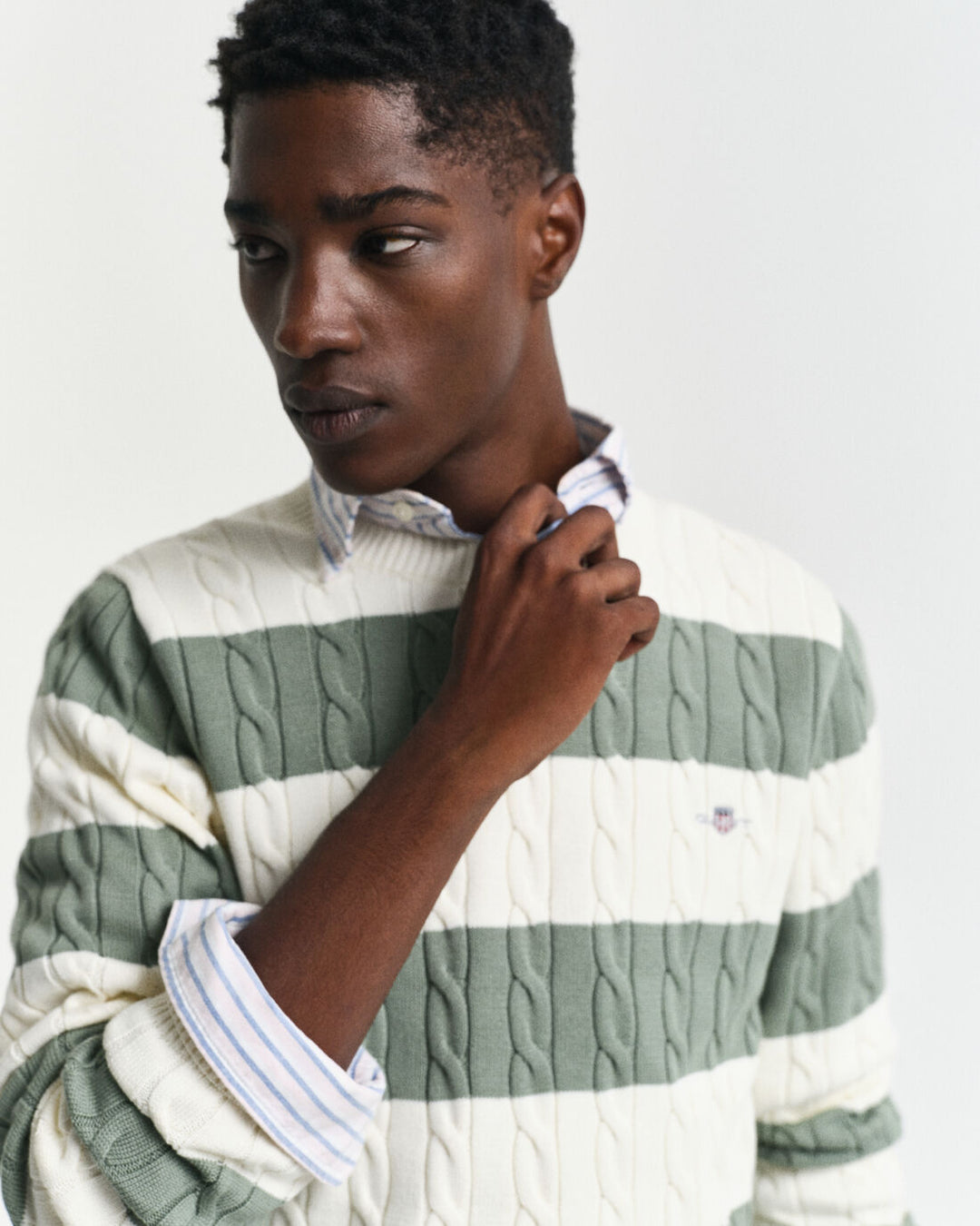 GANT Striped Cotton Cable C-Neck/Pulover 8050605