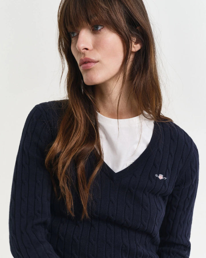 GANT Stretch Cotton Cable V-Neck/Pulover 4800101