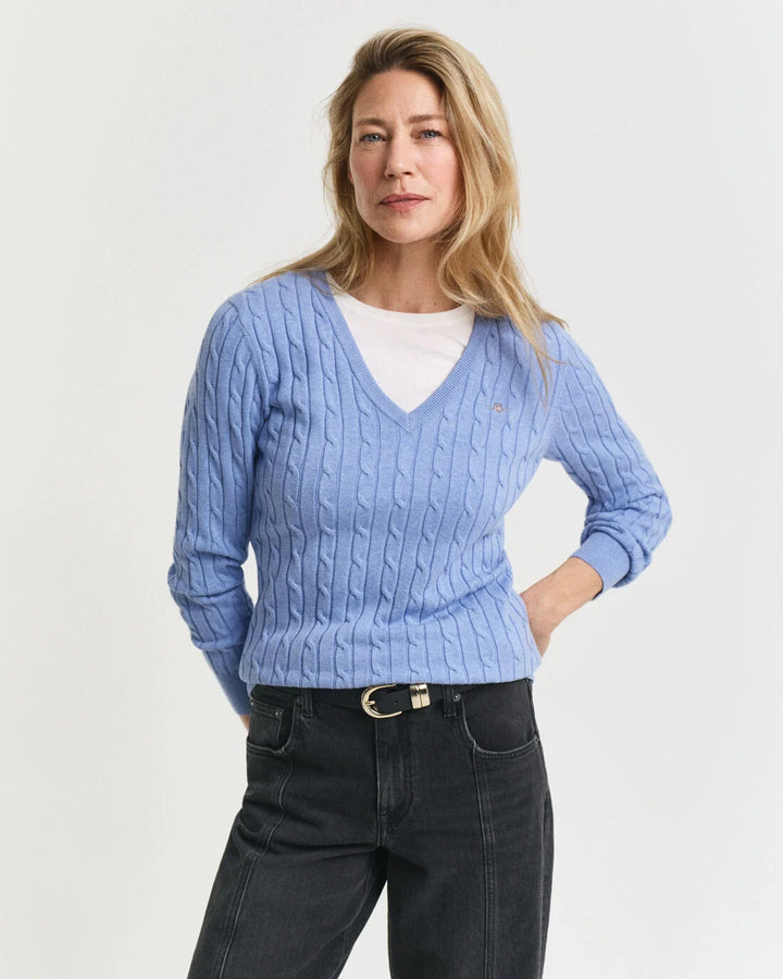 GANT Stretch Cotton Cable V-Neck/Pulover 4800101