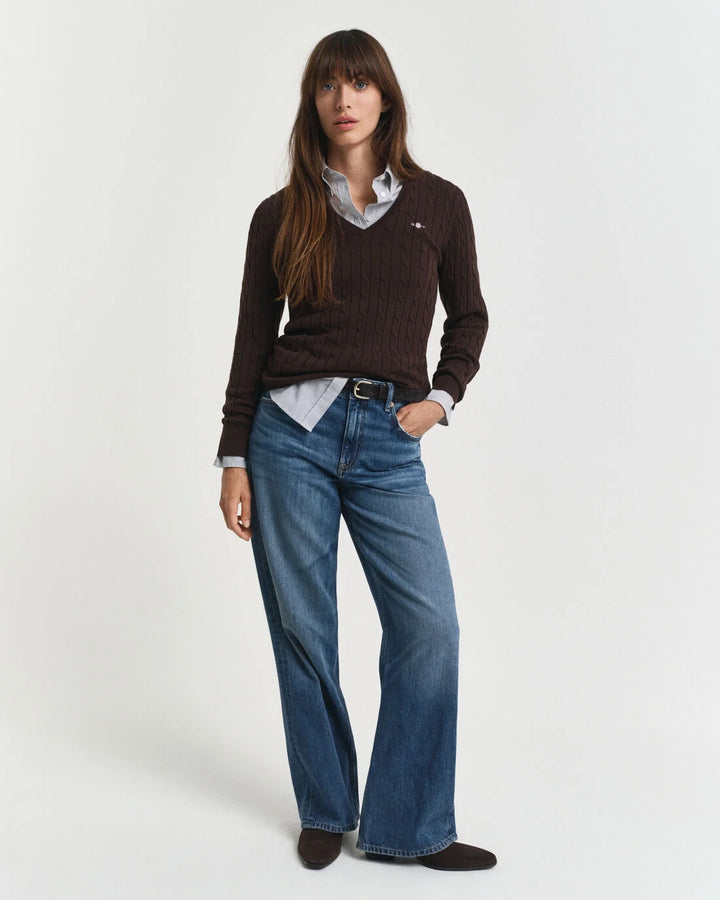 GANT Stretch Cotton Cable V-Neck/Pulover 4800101