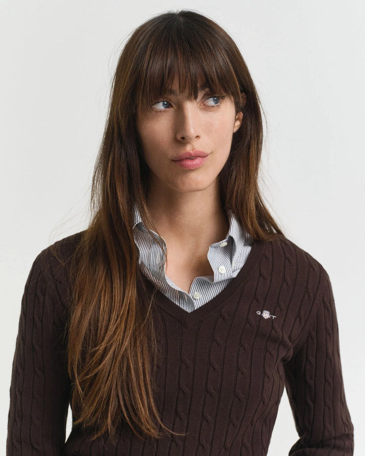 GANT Stretch Cotton Cable V-Neck/Pulover 4800101