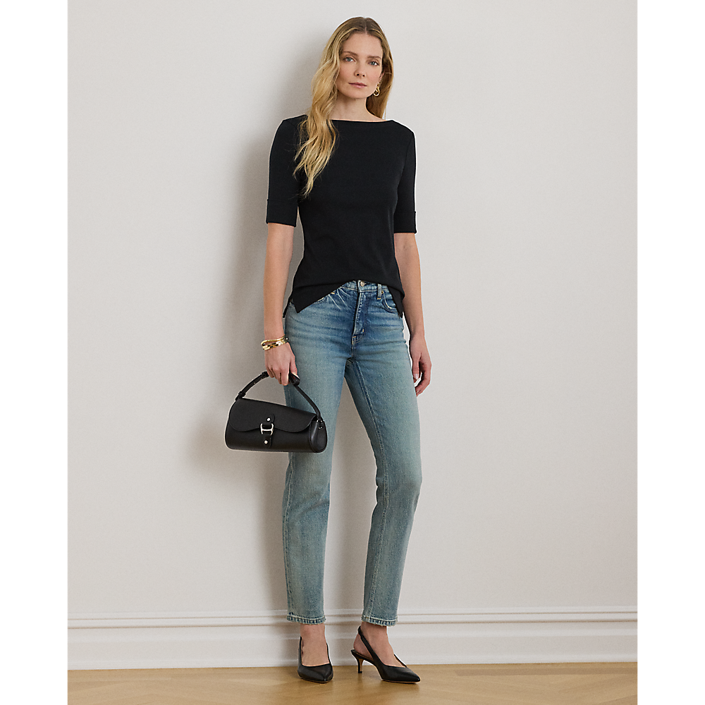 LRL Stretch Cotton Boatneck Tee/Majica 200654963001