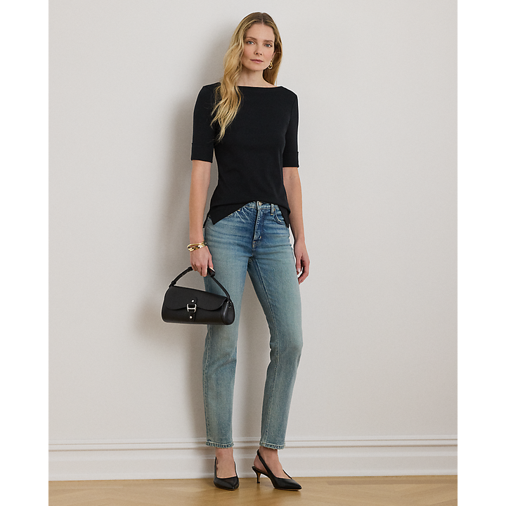 LRL Stretch Cotton Boatneck Tee/Majica 200654963001