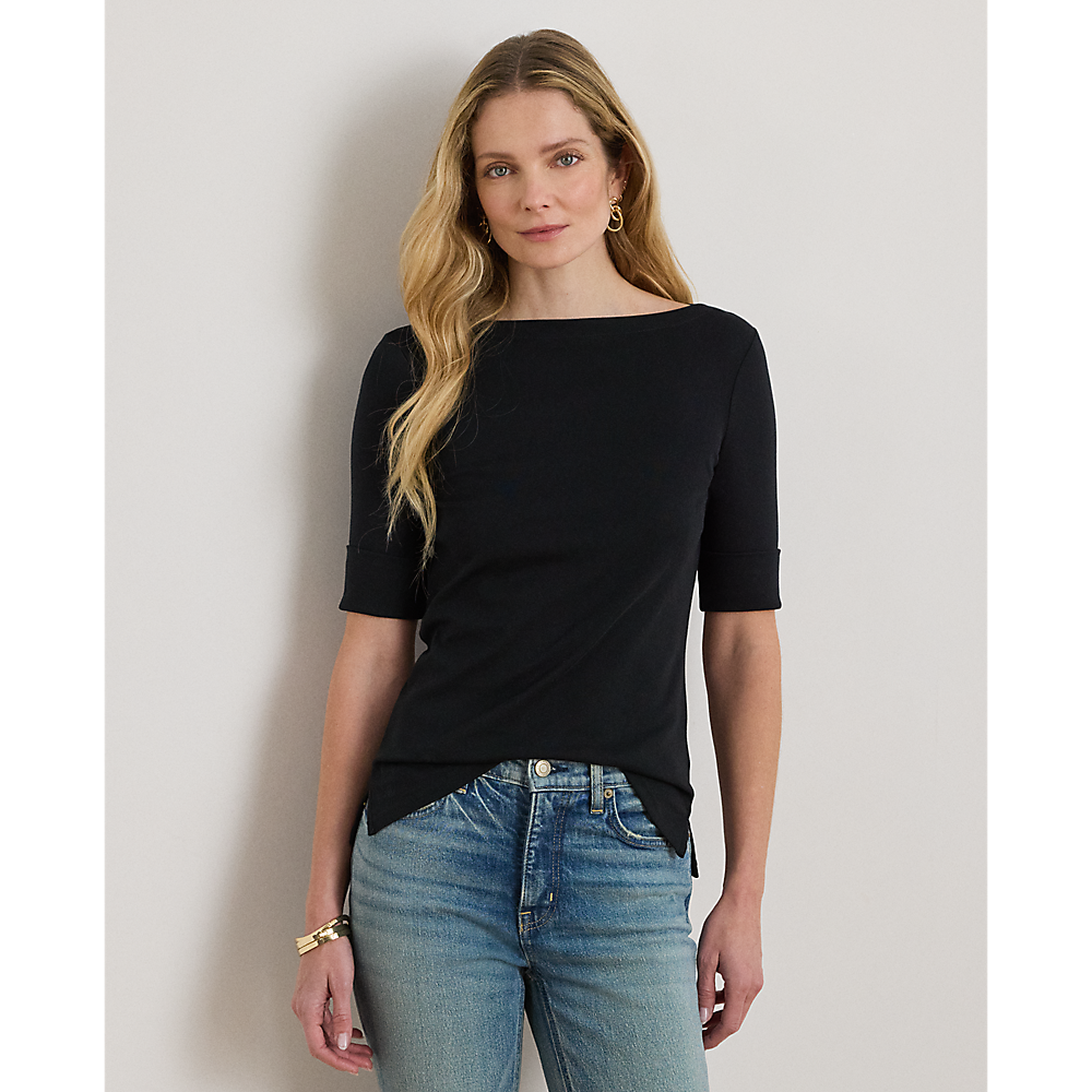 LRL Stretch Cotton Boatneck Tee/Majica 200654963001