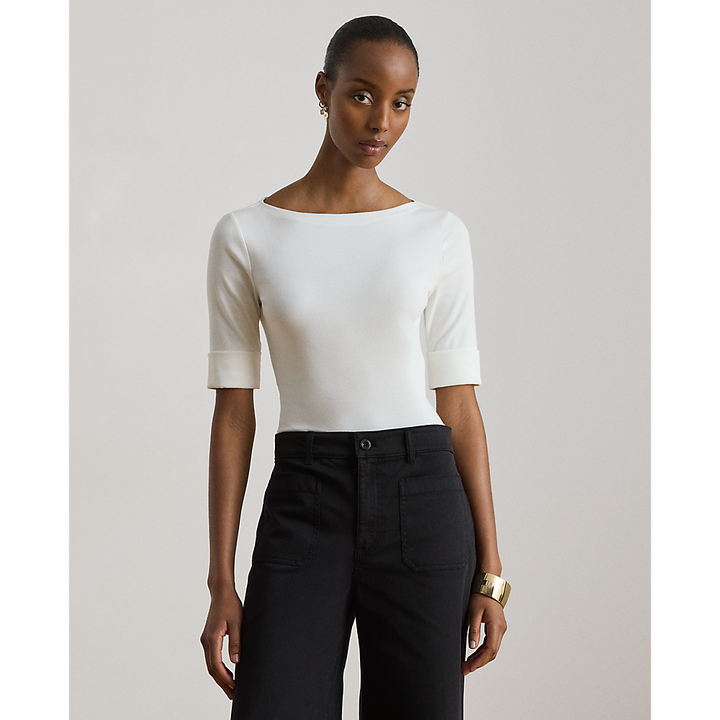LRL Stretch Cotton Boatneck Tee/Majica 200654963007