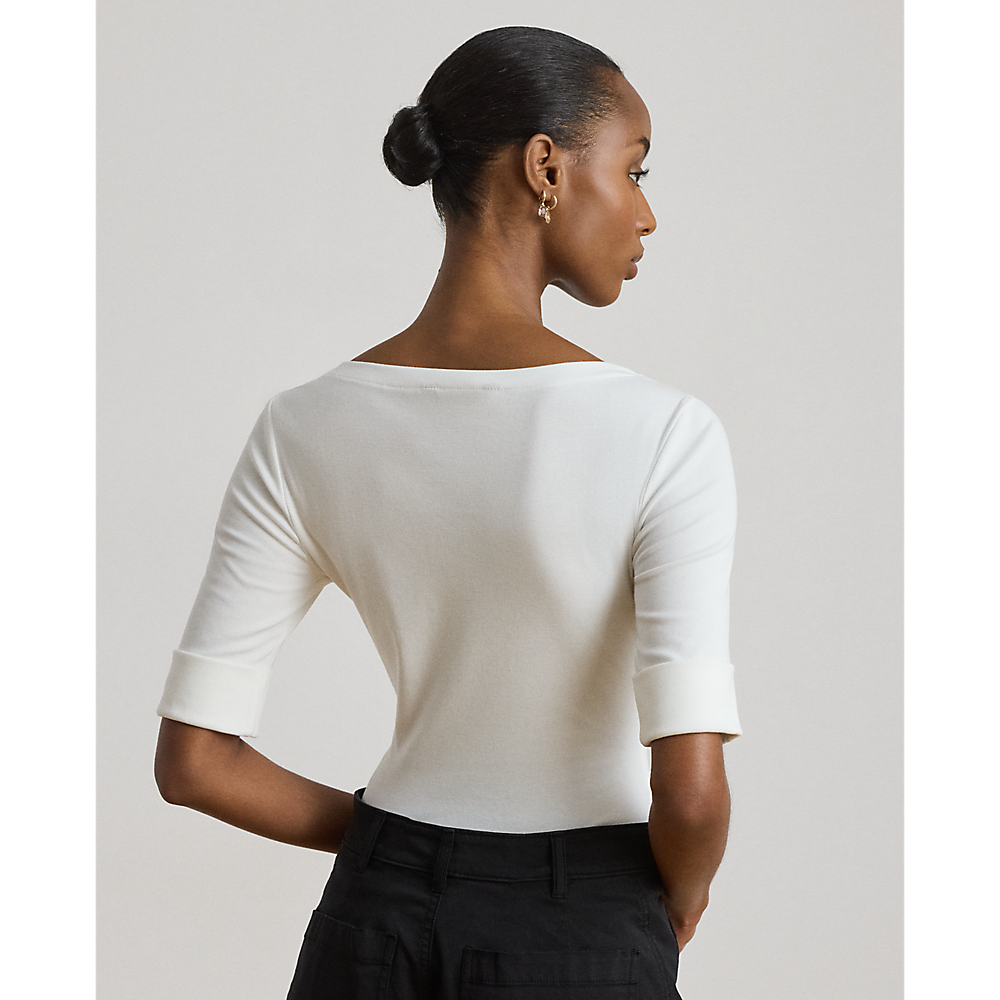 LRL Stretch Cotton Boatneck Tee/Majica 200654963007