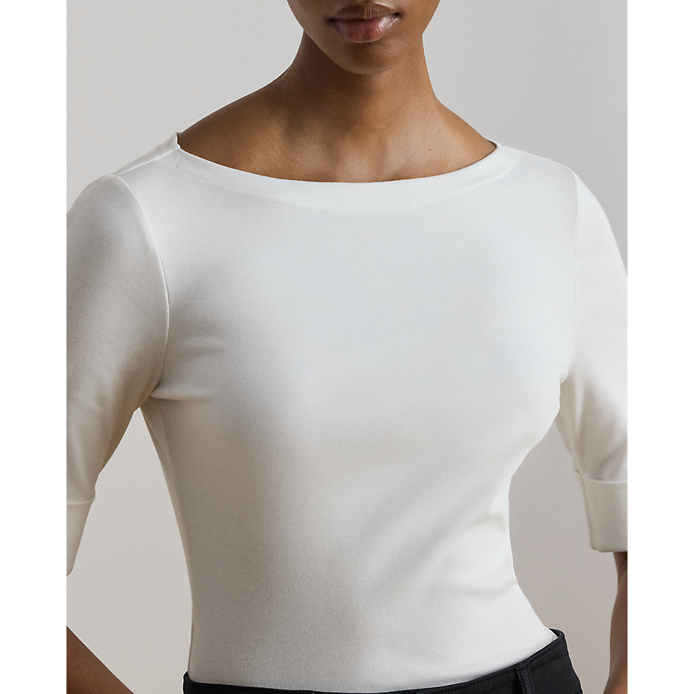 LRL Stretch Cotton Boatneck Tee/Majica 200654963007