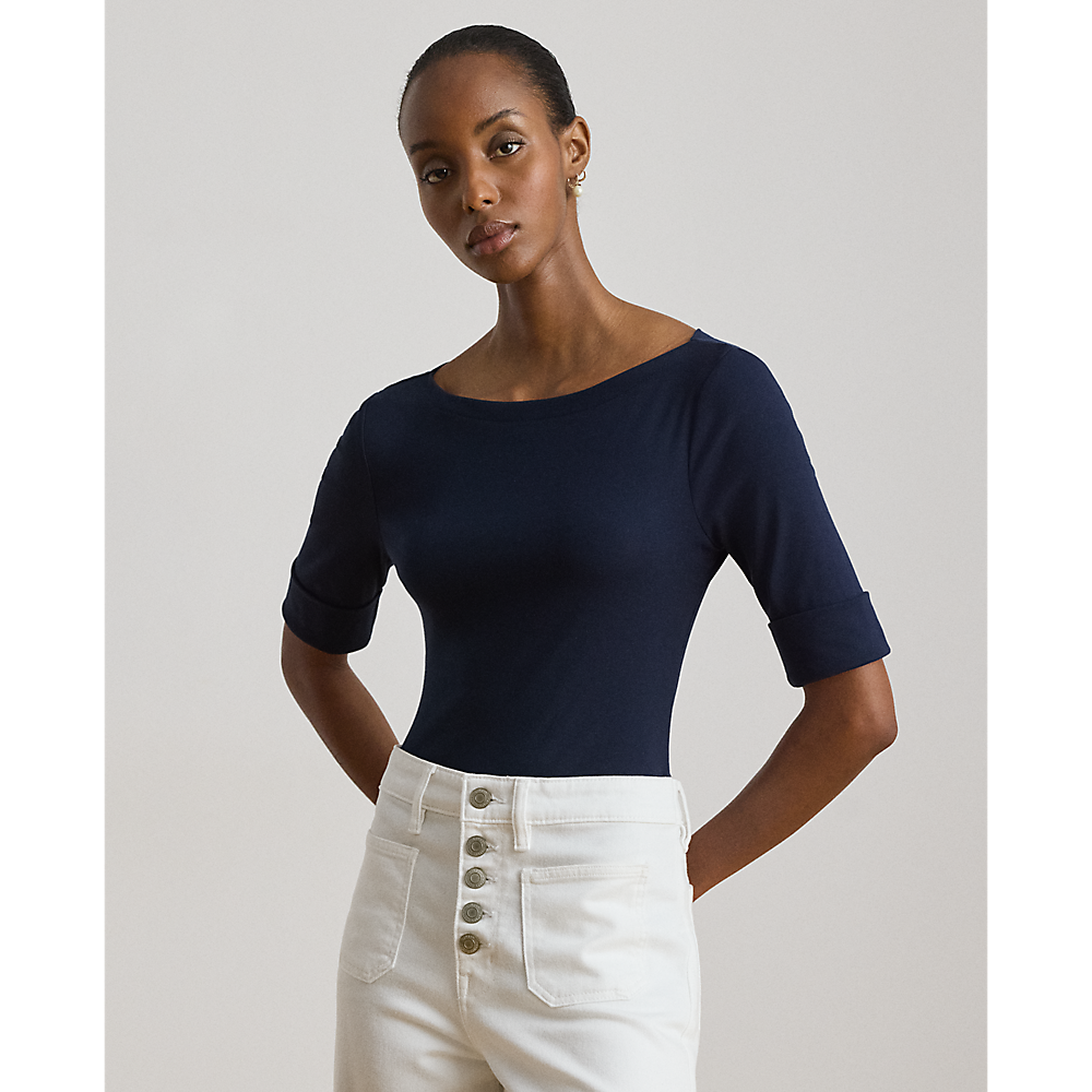 LRL Stretch Cotton Boatneck Tee/Majica 200654963079