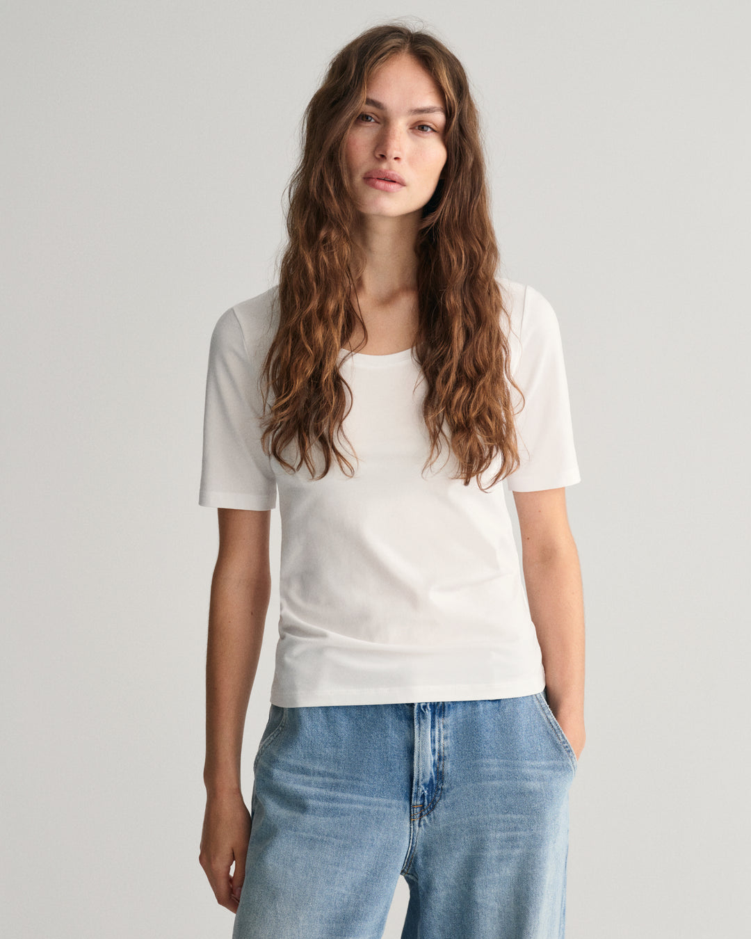 GANT Slim Cot/Ela Ss Scoop Neck Top/Majica 4203491