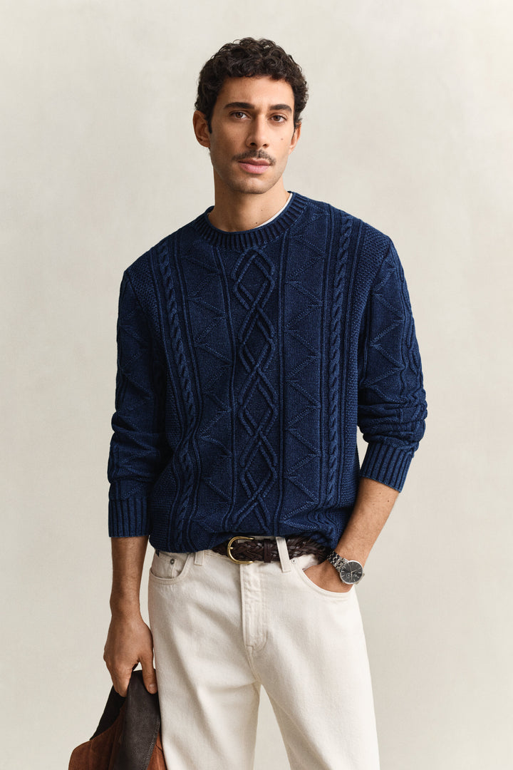 GANT Indigo Cable Knit Sweater/Pulover 8030279