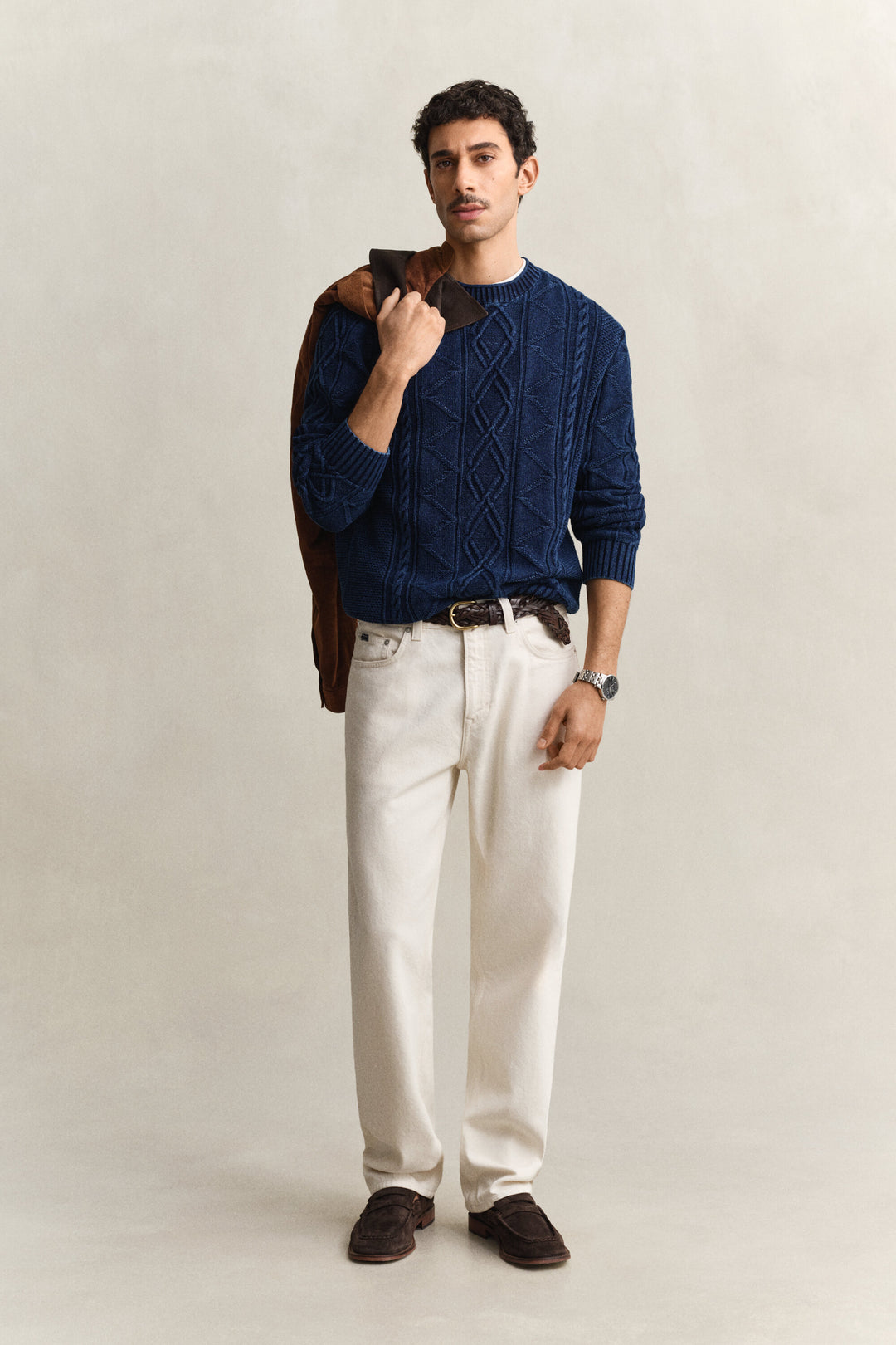 GANT Indigo Cable Knit Sweater/Pulover 8030279
