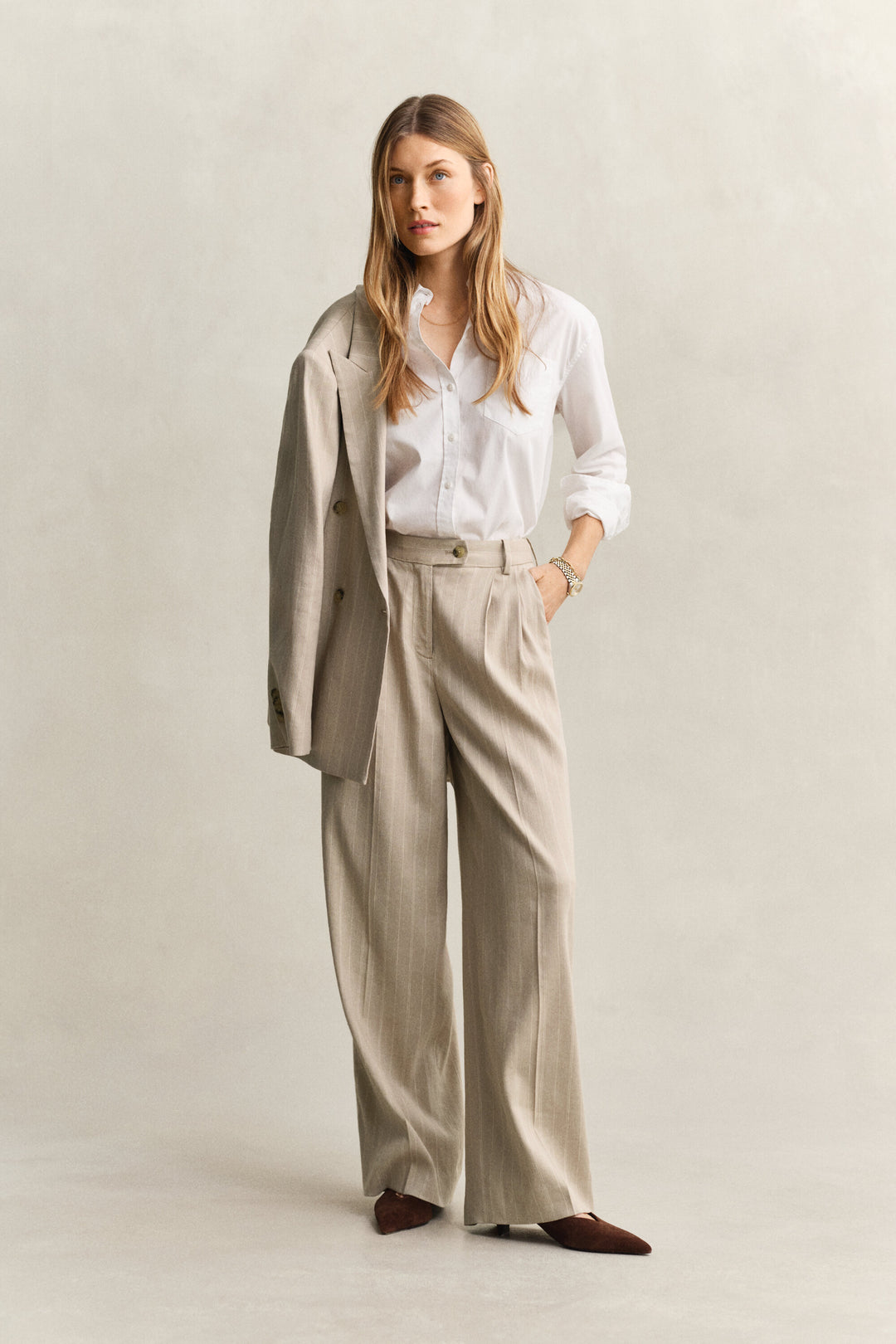 GANT Pinstriped Linen Blend Pants/Hlače 4150392