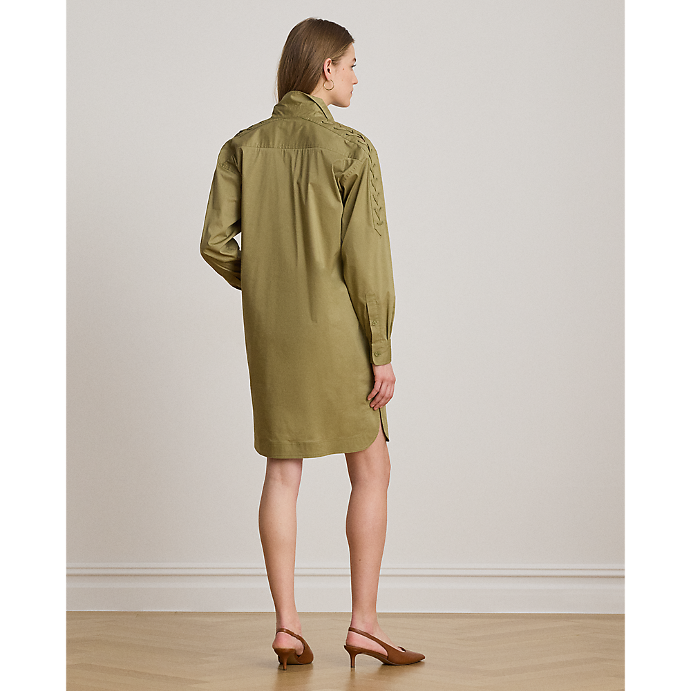 LRL Lace-Up-Trim Cotton-Blend Shirtdress/Haljina 200B24607001