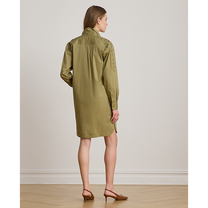 LRL Lace-Up-Trim Cotton-Blend Shirtdress/Haljina 200B24607001