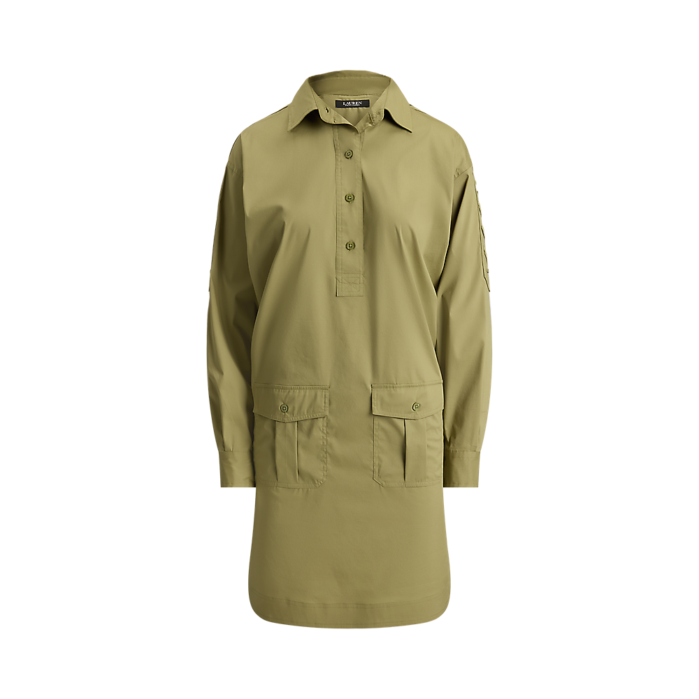 LRL Lace-Up-Trim Cotton-Blend Shirtdress/Haljina 200B24607001